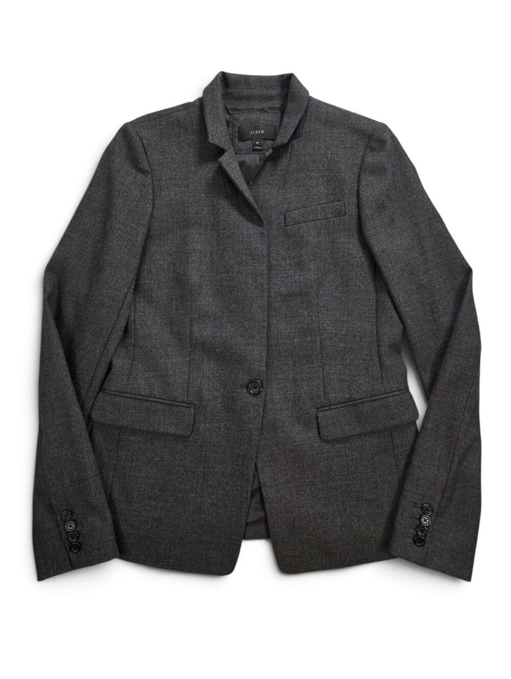 J. Crew Charcoal Gray Wool Stretch One Button Blazer Jacket Women 8T Office